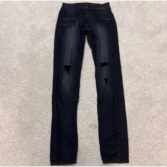 Black Orchid Jeans Black Skinny Distressed Pockets Women’s Size 25 - Picture 1 of 12